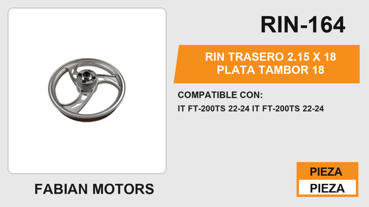 RIN TRASERO 2.15 X 18 PLATA TAMBOR 18