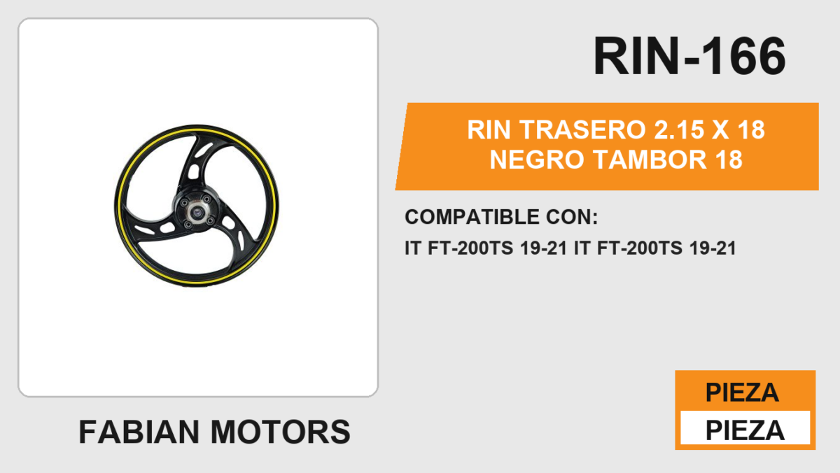 RIN TRASERO 2.15 X 18 NEGRO TAMBOR 18