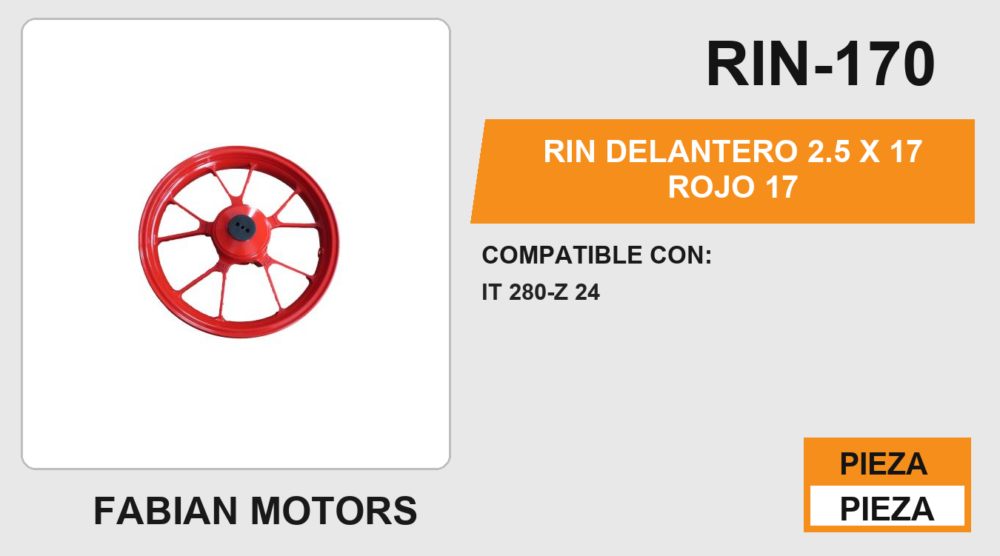 RIN DELANTERO 2.5 X 17 ROJO 17