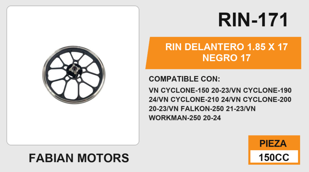 RIN DELANTERO 1.85 X 17 NEGRO 17