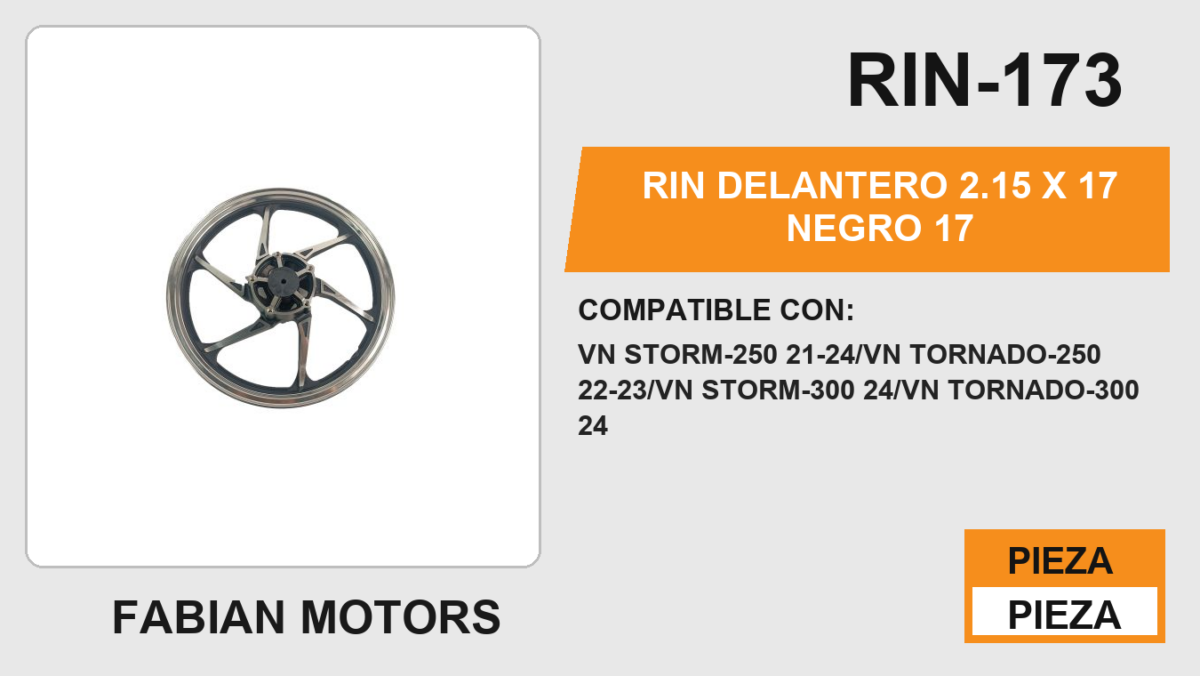 RIN DELANTERO 2.15 X 17 NEGRO 17