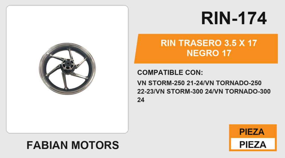 RIN TRASERO 3.5 X 17 NEGRO 17