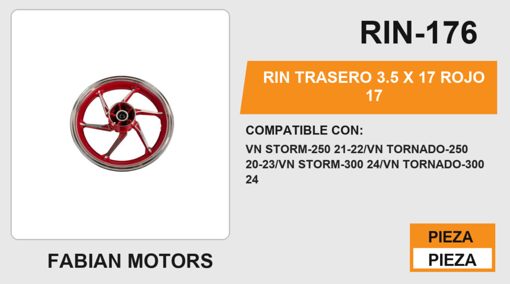 RIN TRASERO 3.5 X 17 ROJO 17