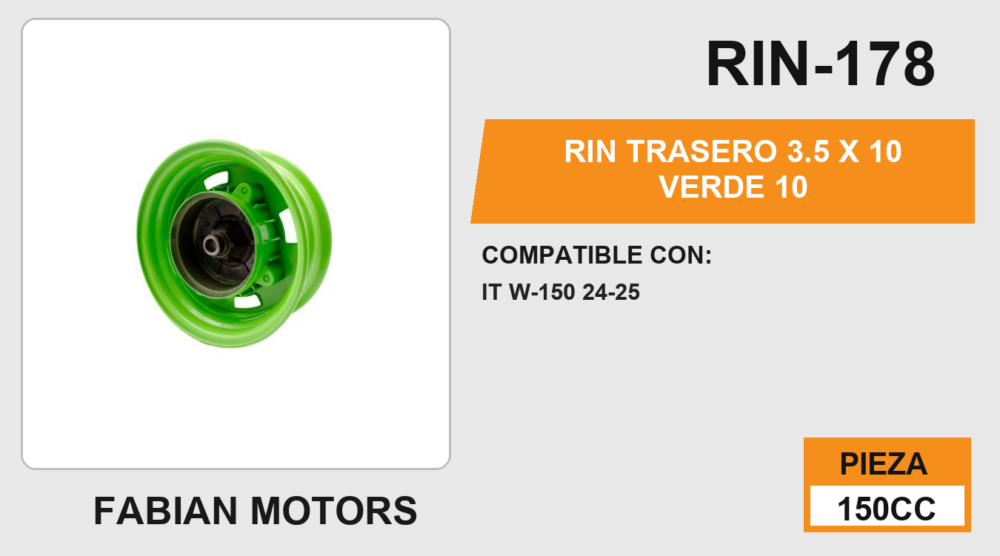 RIN TRASERO 3.5 X 10 VERDE 10