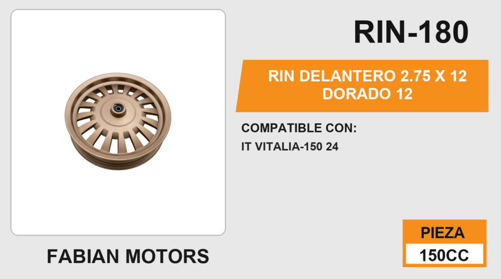 RIN DELANTERO 2.75 X 12 DORADO 12