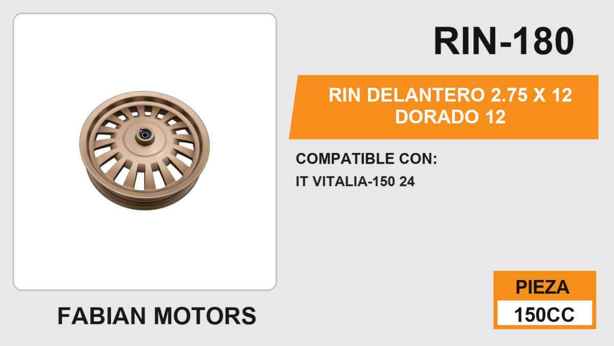 RIN DELANTERO 2.75 X 12 DORADO 12
