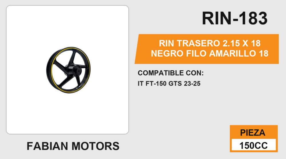 RIN TRASERO 2.15 X 18 NEGRO FILO AMARILLO 18