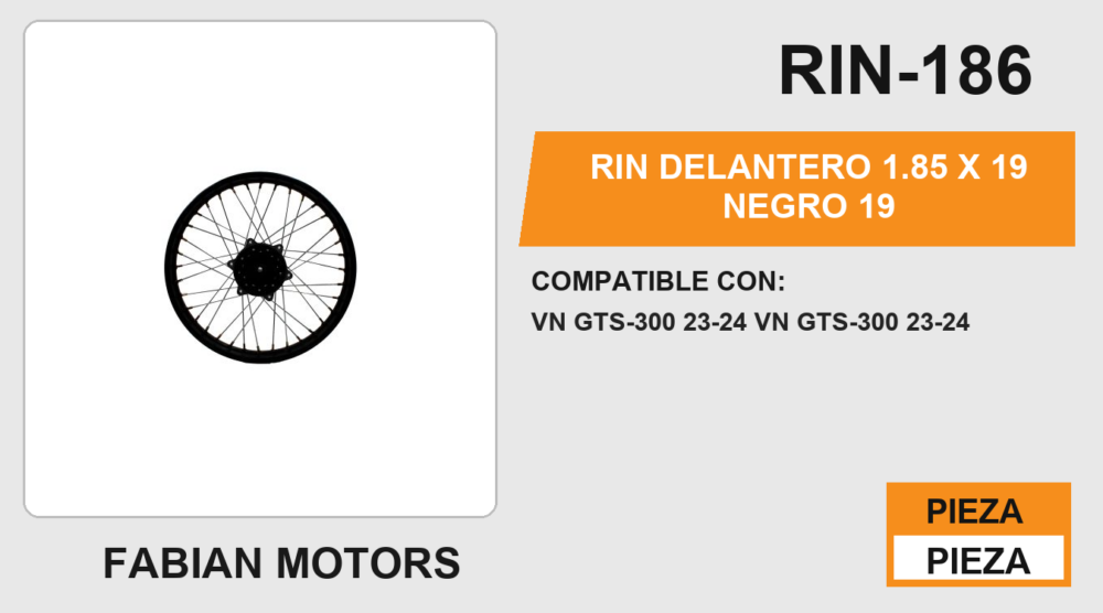 RIN DELANTERO 1.85 X 19 NEGRO 19