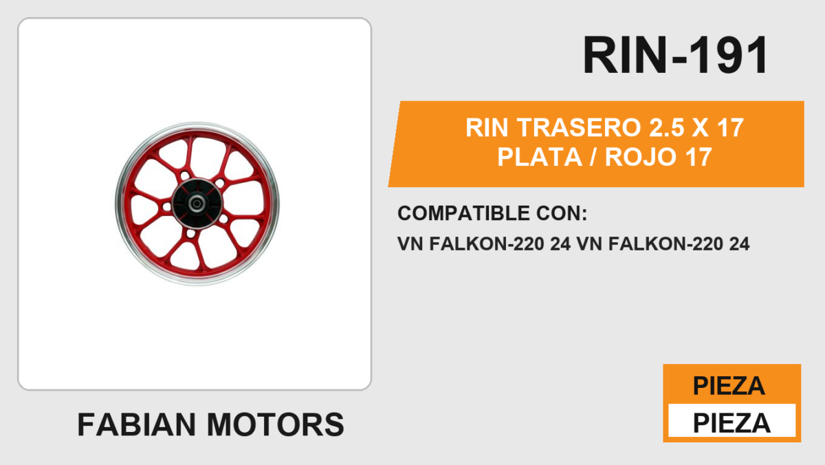RIN TRASERO 2.5 X 17 PLATA / ROJO 17