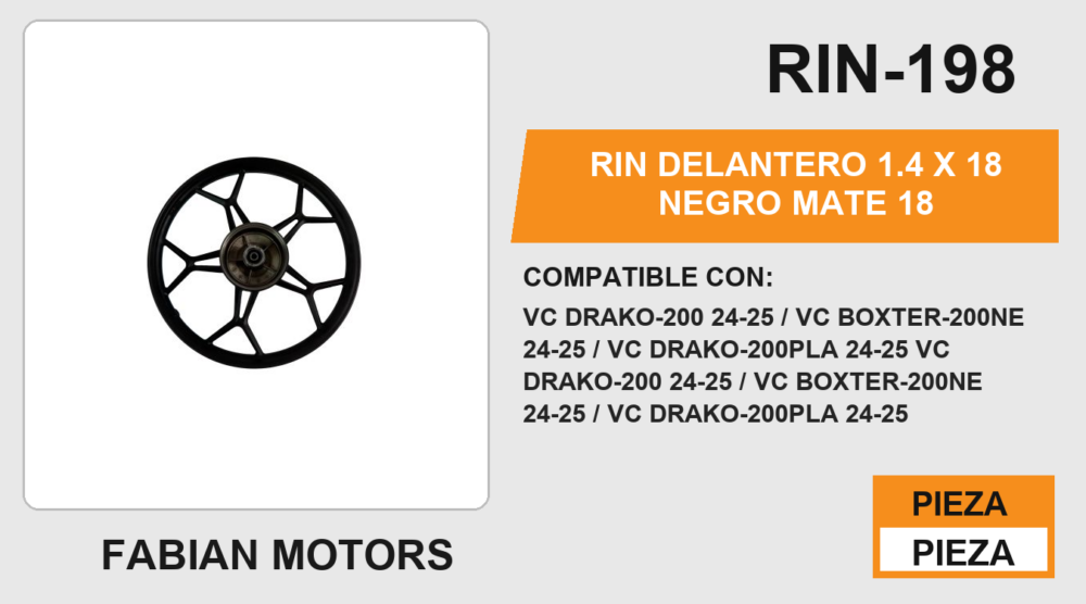 RIN DELANTERO 1.4 X 18 NEGRO MATE 18