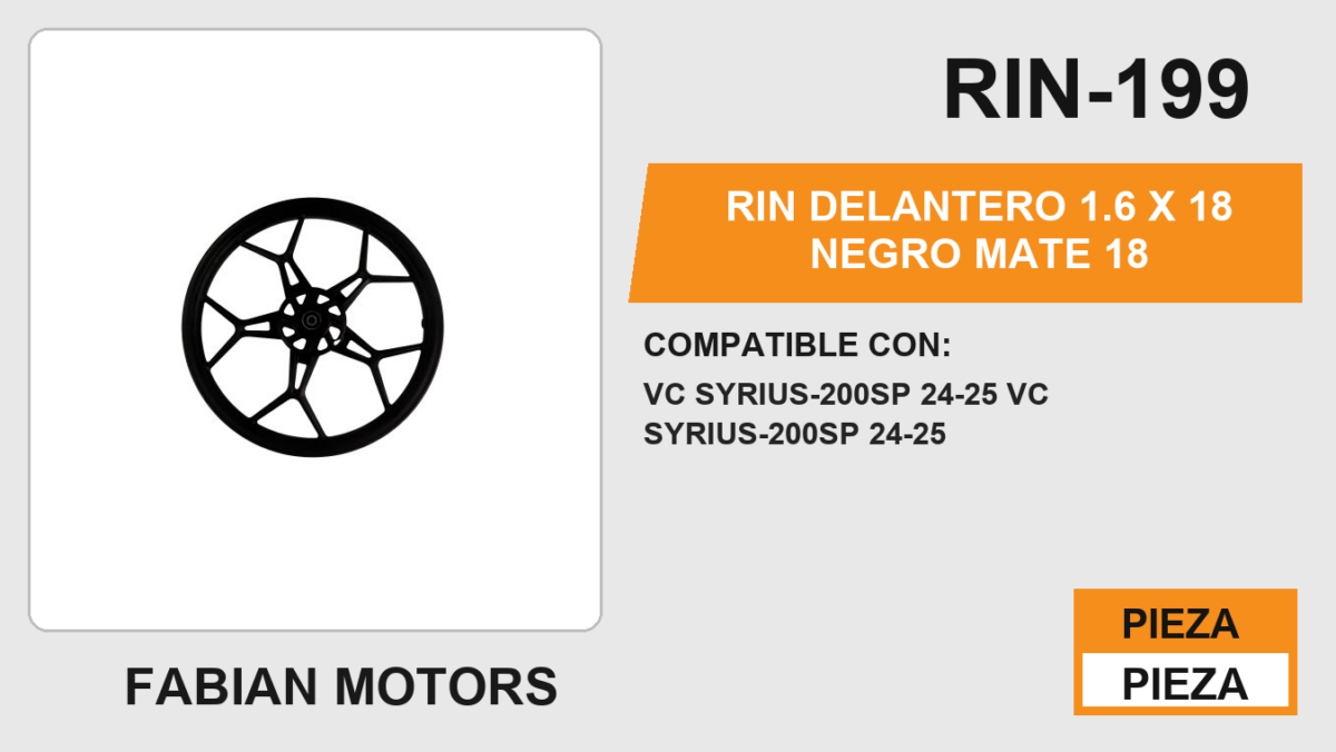 RIN DELANTERO 1.6 X 18 NEGRO MATE 18