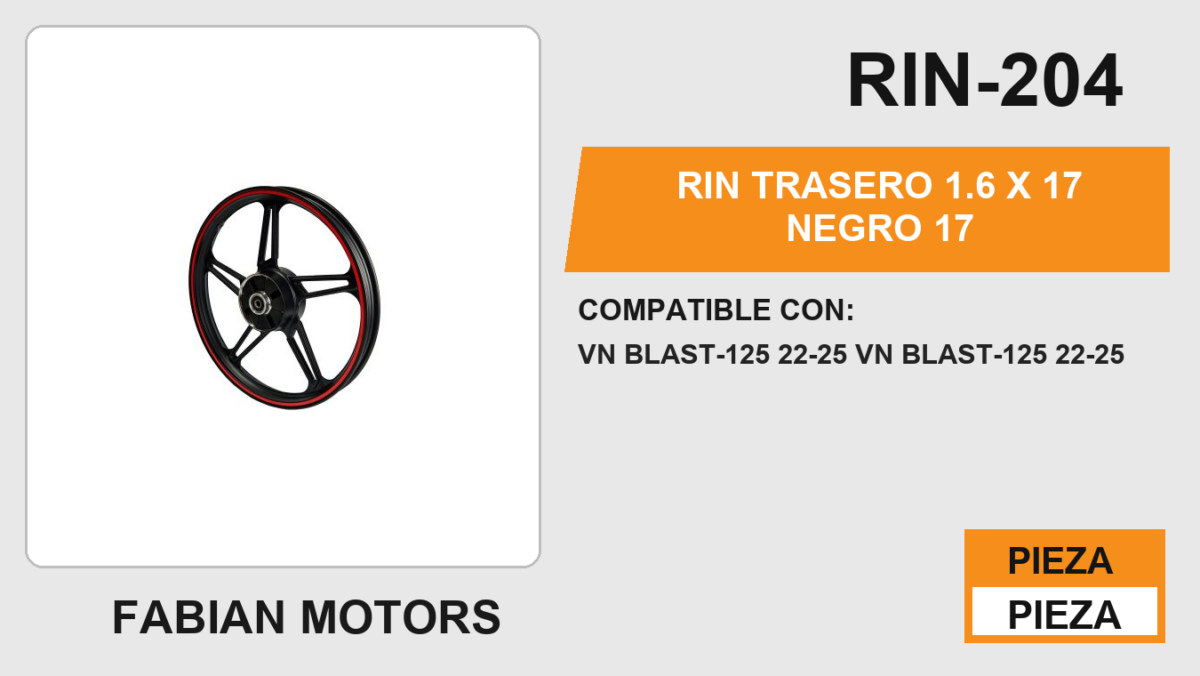 RIN TRASERO 1.6 X 17 NEGRO 17