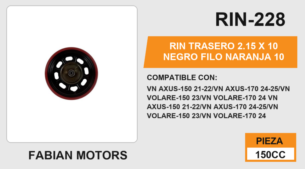 RIN TRASERO 2.15 X 10 NEGRO FILO ROJO 10