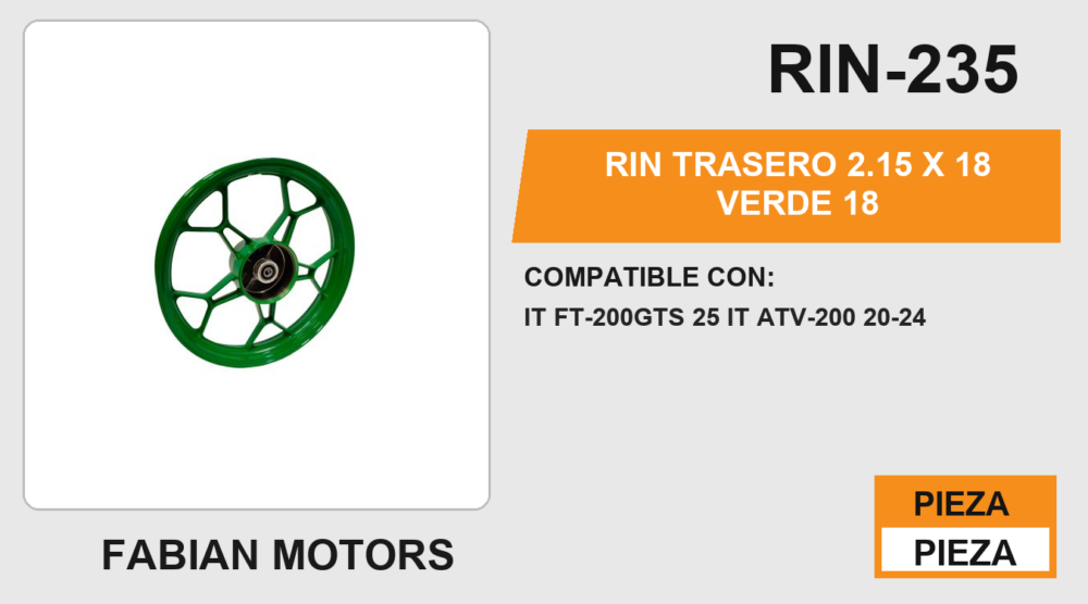 RIN TRASERO 2.15 X 18 VERDE 18