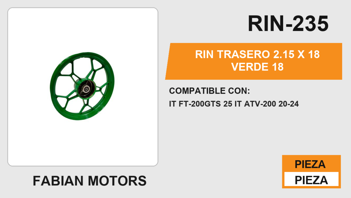 RIN TRASERO 2.15 X 18 VERDE 18