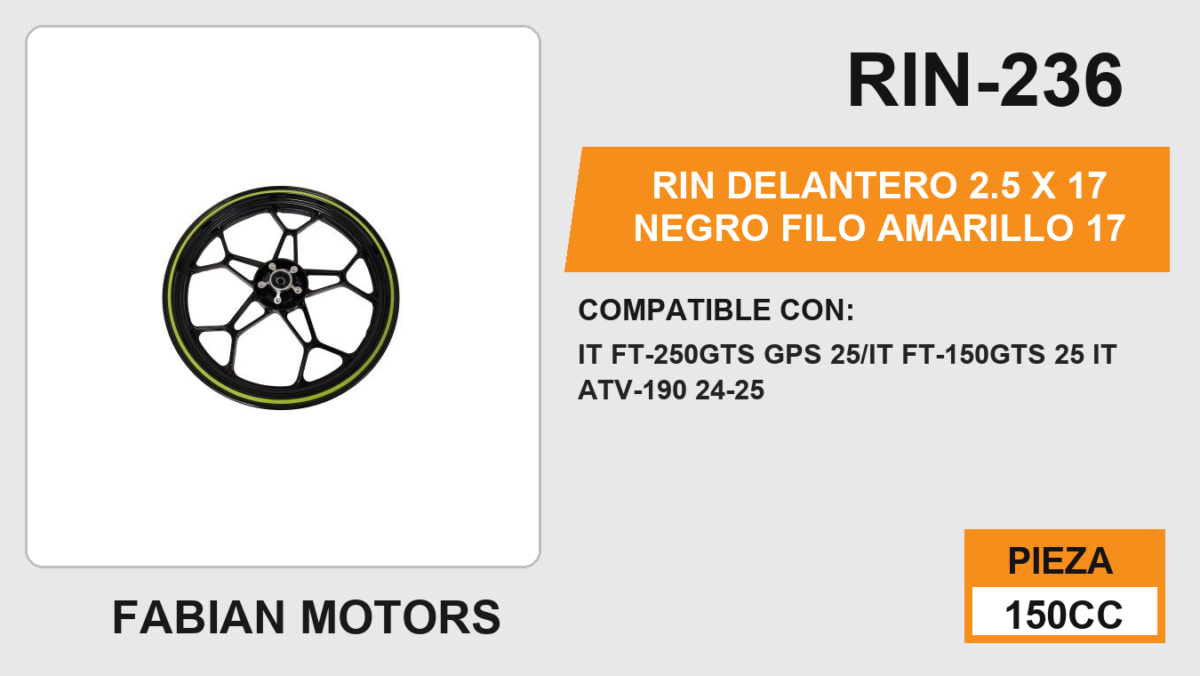 RIN DELANTERO 2.5 X 17 NEGRO FILO VERDE 17