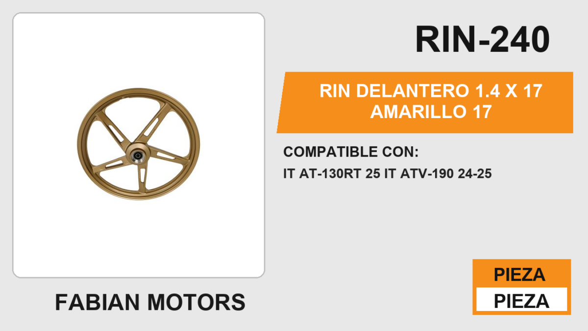 RIN DELANTERO 1.4 X 17 DORADO 17