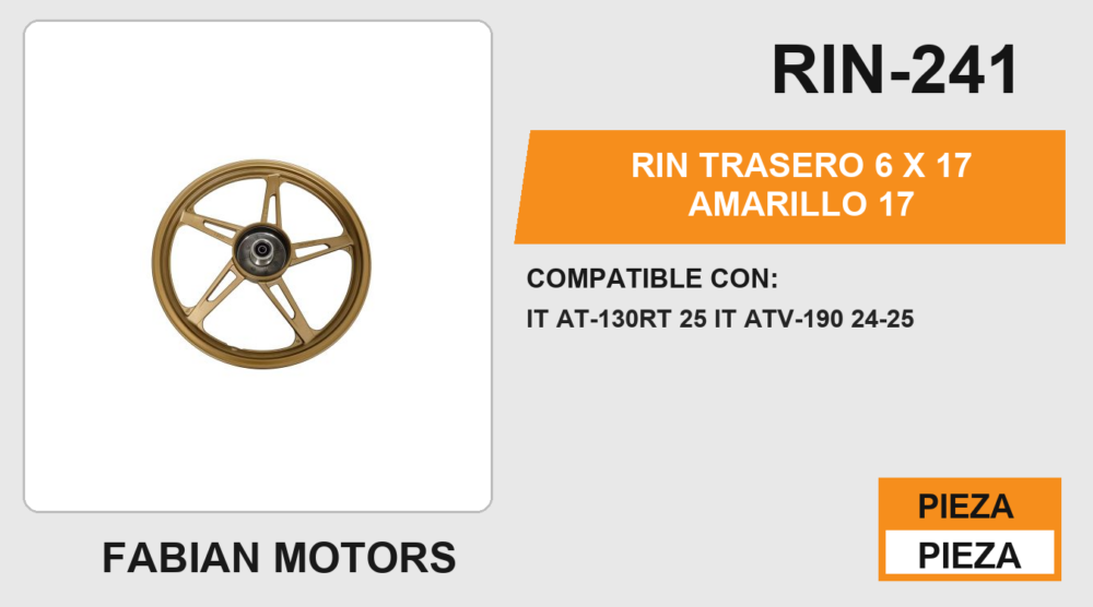 RIN TRASERO 1.6 X 17 DORADO 17