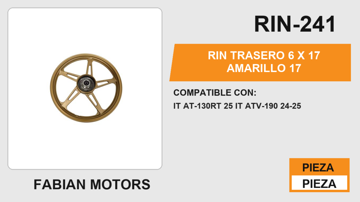 RIN TRASERO 1.6 X 17 DORADO 17