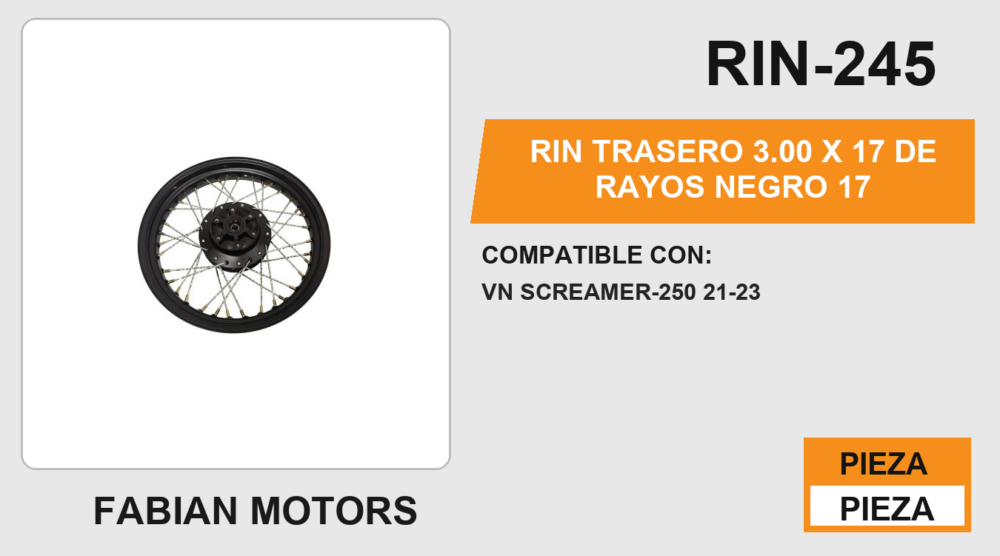 RIN TRASERO 3.00 X 17 DE RAYOS NEGRO 17
