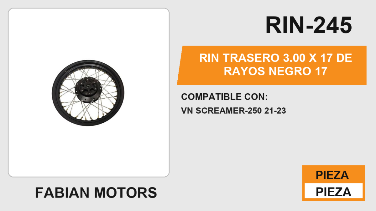 RIN TRASERO 3.00 X 17 DE RAYOS NEGRO 17