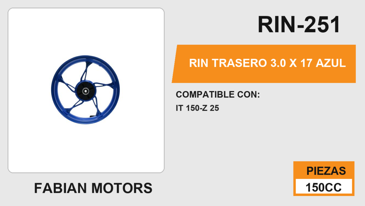RIN TRASERO 3.0 X 17 AZUL