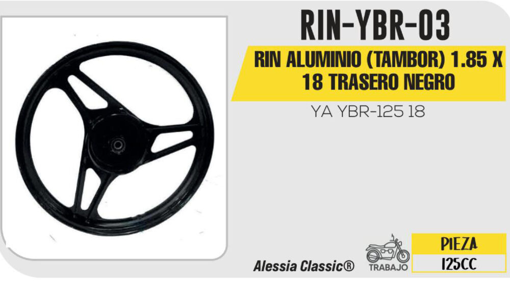 RIN ALUMINIO 1.85 X 18 TRASERO NEGRO 18"