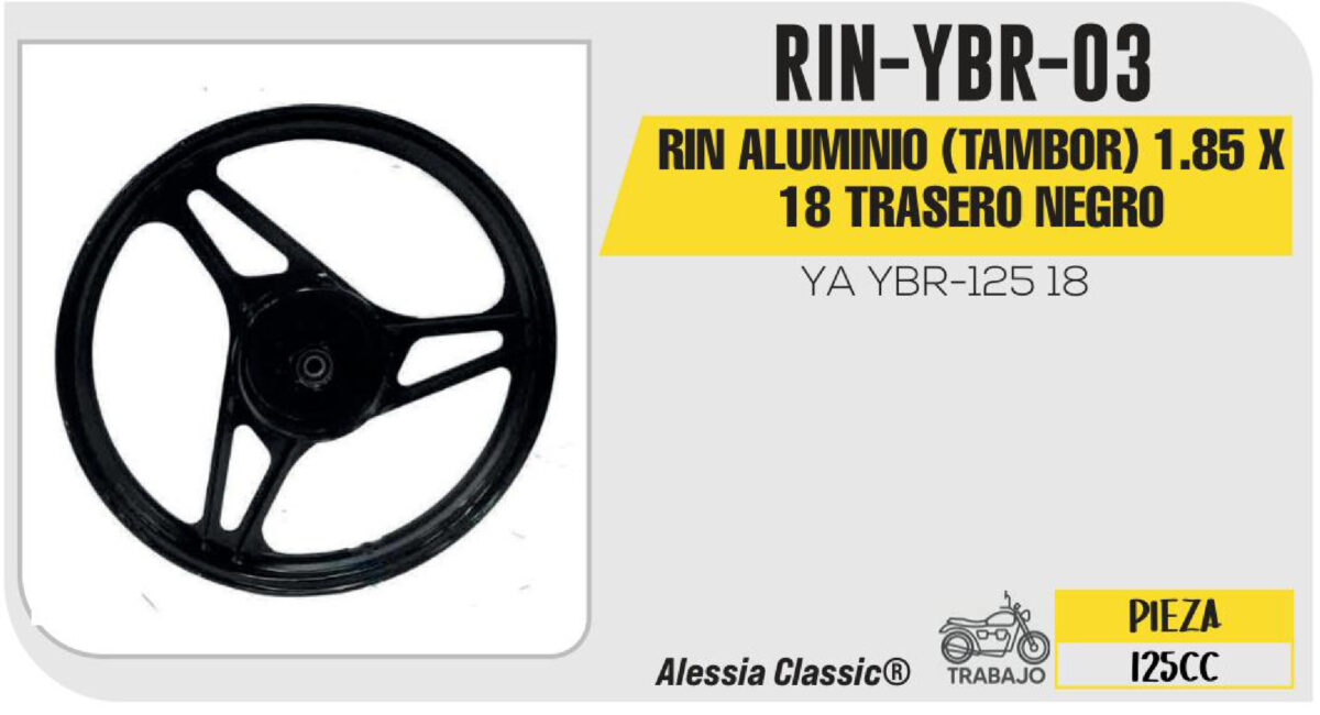 RIN ALUMINIO 1.85 X 18 TRASERO NEGRO 18"