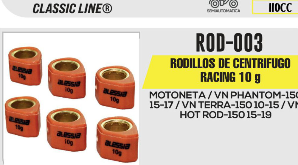 RODILLOS DE CENTRIFUGO RACING 10 g