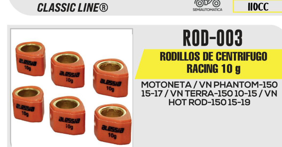RODILLOS DE CENTRIFUGO RACING 10 g