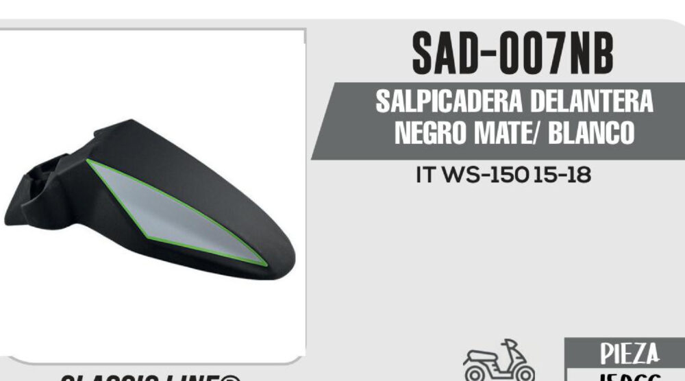 SALPICADERA DELANTERA NEGRO MATE/ BLANCO