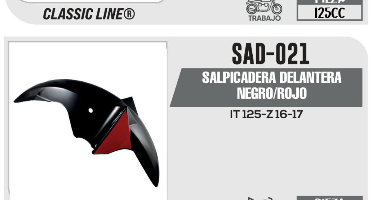 SALPICADERA DELANTERA NEGRO/ROJO