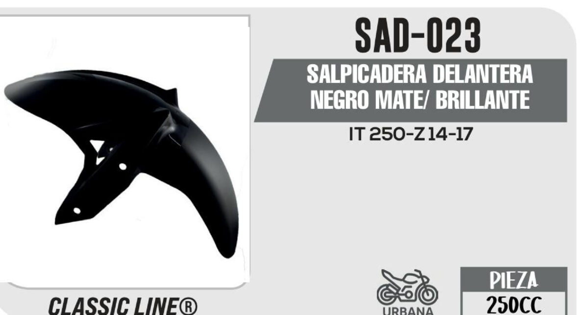 SALPICADERA DELANTERA NEGRO MATE/ BRILLANTE