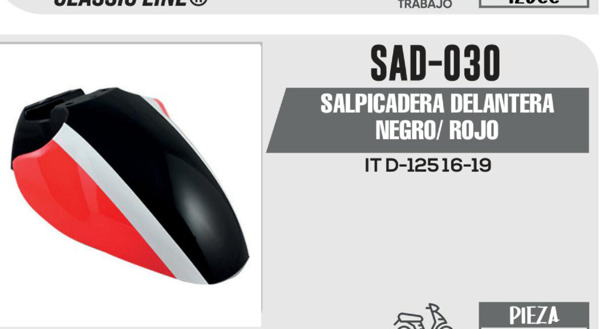 SALPICADERA DELANTERA NEGRO/ ROJO