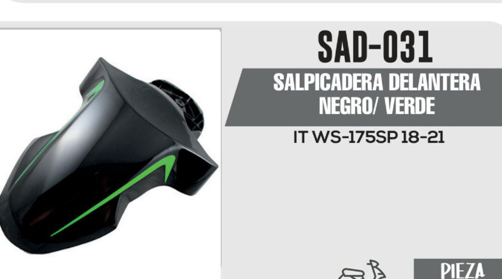 SALPICADERA DELANTERA NEGRO/ VERDE