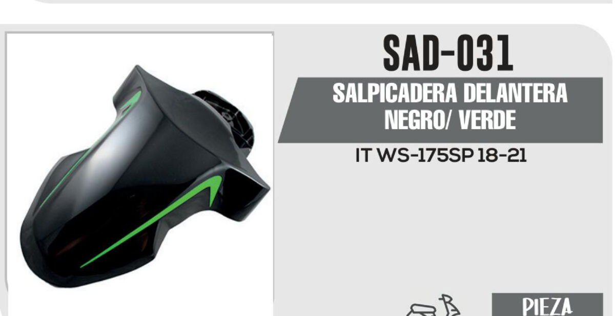 SALPICADERA DELANTERA NEGRO/ VERDE