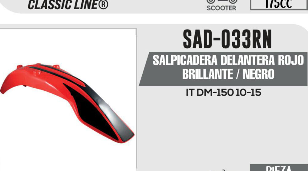 SALPICADERA DELANTERA ROJO BRILLANTE / NEGRO