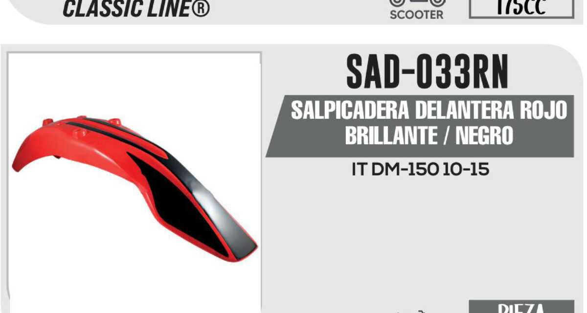SALPICADERA DELANTERA ROJO BRILLANTE / NEGRO