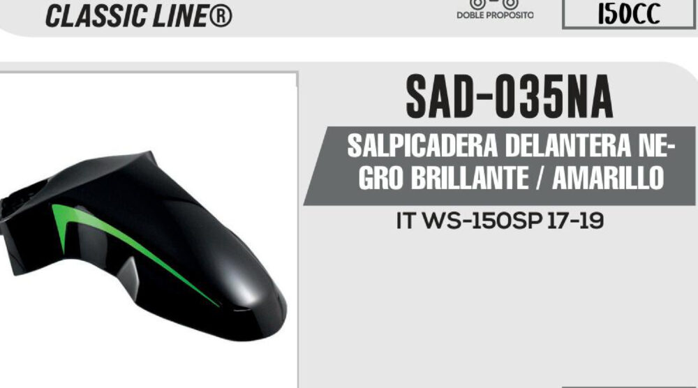 SALPICADERA DELANTERA NEGRO BRILLANTE / AMARILLO