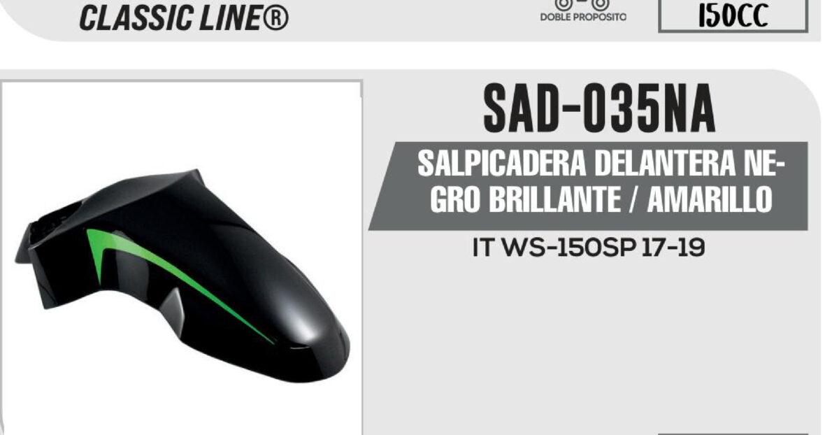 SALPICADERA DELANTERA NEGRO BRILLANTE / AMARILLO