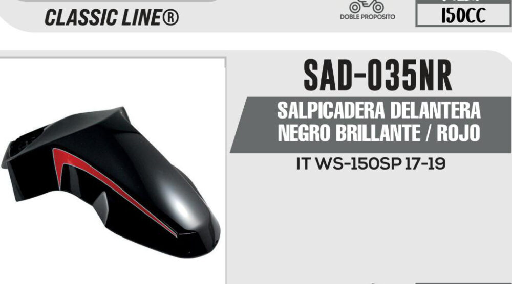 SALPICADERA DELANTERA NEGRO BRILLANTE / ROJO