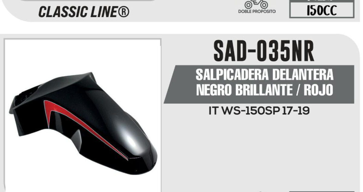 SALPICADERA DELANTERA NEGRO BRILLANTE / ROJO