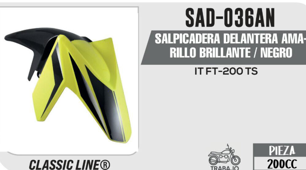 SALPICADERA DELANTERA AMARILLO BRILLANTE / NEGRO