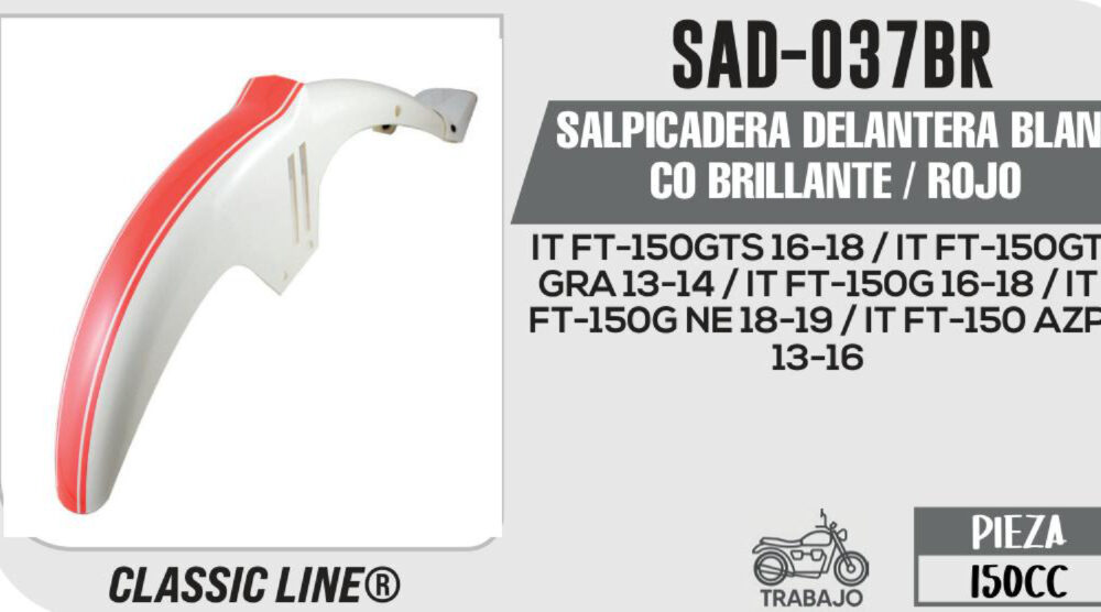 SALPICADERA DELANTERA BLANCO BRILLANTE / ROJO