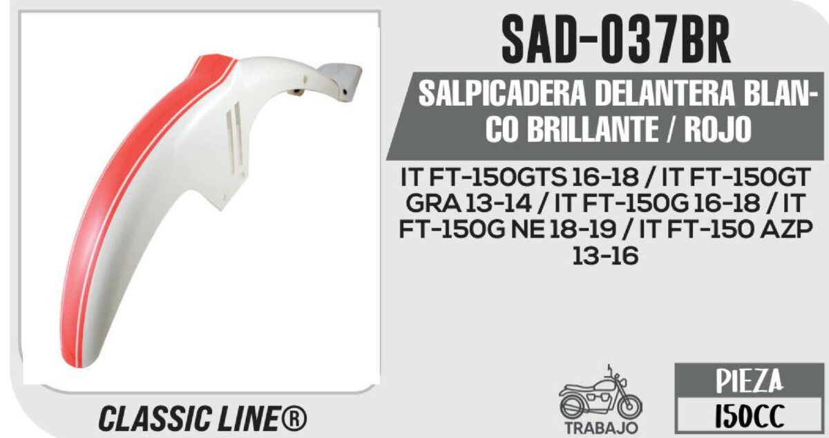 SALPICADERA DELANTERA BLANCO BRILLANTE / ROJO