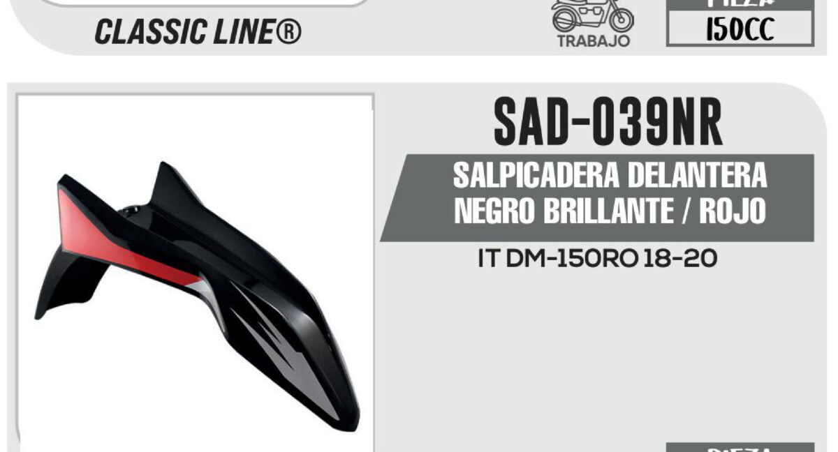 SALPICADERA DELANTERA NEGRO BRILLANTE / ROJO
