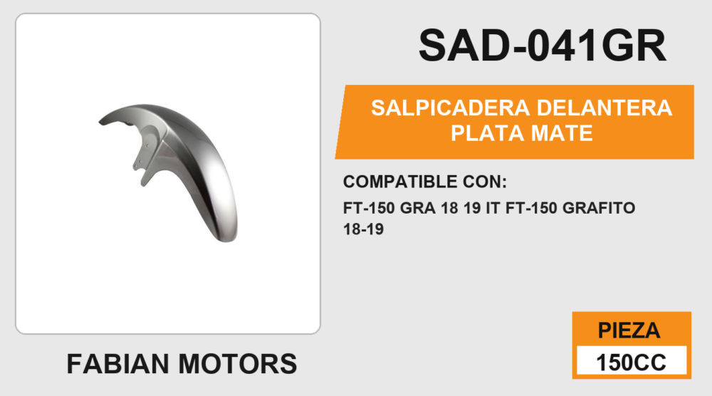 SALPICADERA DELANTERA PLATA MATE
