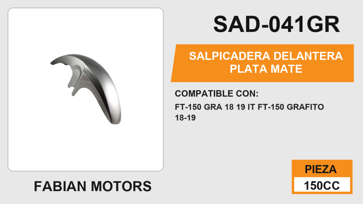 SALPICADERA DELANTERA PLATA MATE