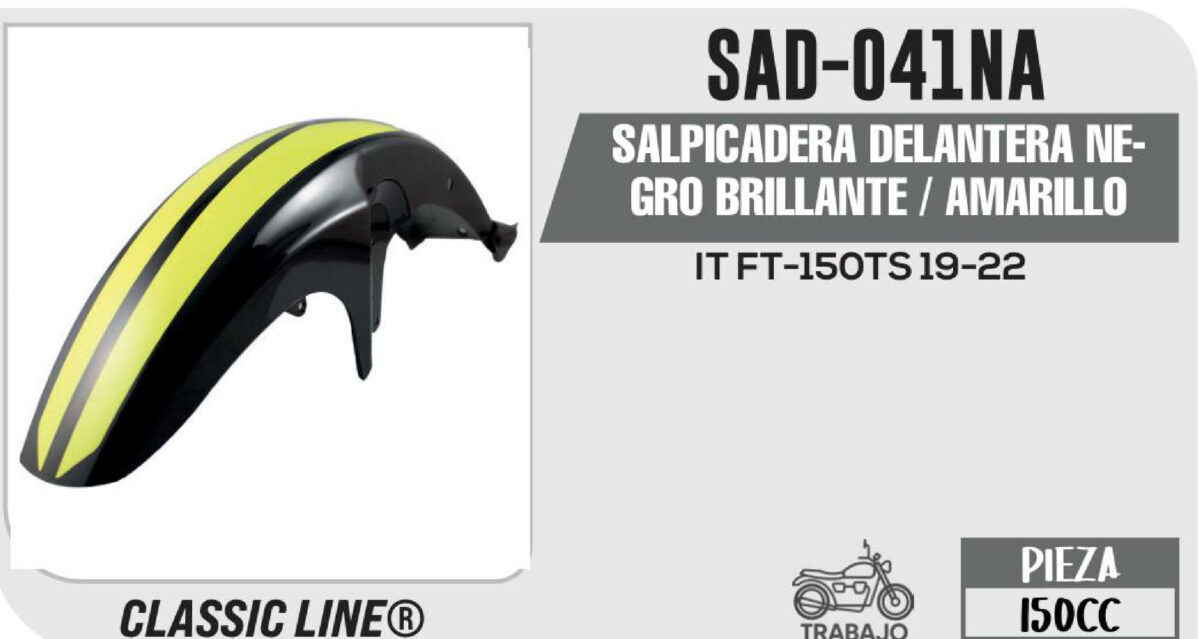 SALPICADERA DELANTERA NEGRO BRILLANTE / AMARILLO