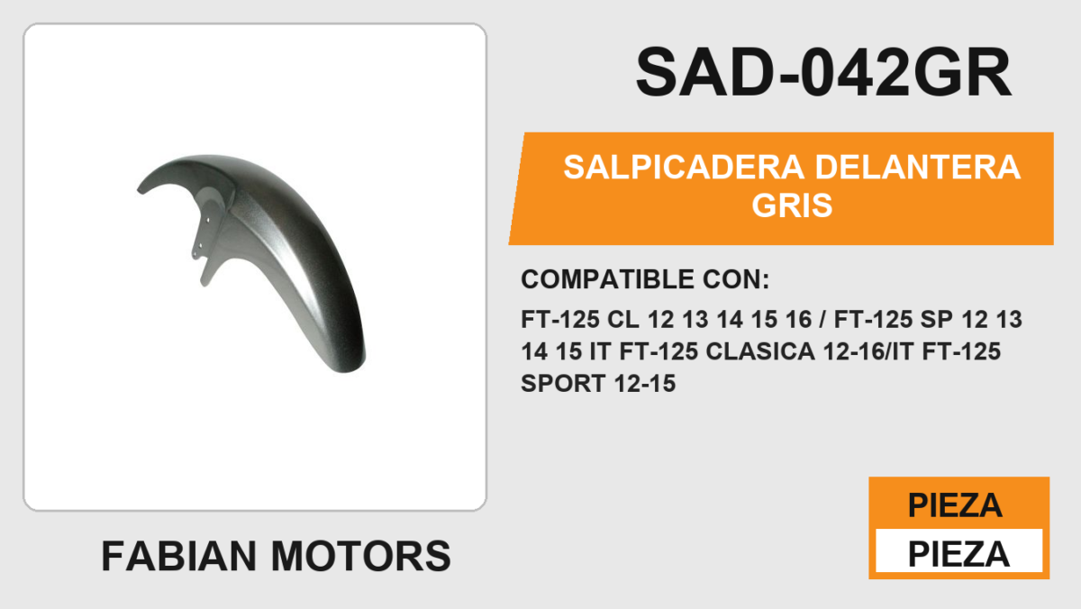 SALPICADERA DELANTERA GRIS